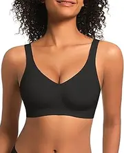 [BOUFOR] Deep V Bras for Women Seamless Padded Bralette Sexy Wireless Push Up Bra Lifting Scalloped Bralette Wavy Edges