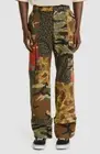 $1341 Palm Angels Men's Green Camo Tiger Mixed Patchwork Cargo Pants Size 54