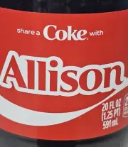 Share a Coke with Allison 2025 Personalized Gift Coca~Cola Bottle 20oz
