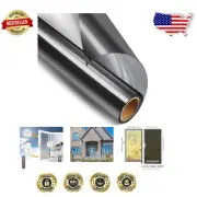 Static Cling Reflective Window Tint - Black-Silver, UV Protection, 41.3" X 6.5'