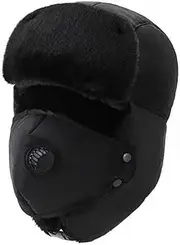[XolngYYeng] Trapper Hat for Men Women Winter Windproof Ear Flap Hats Winter Warm Faux Fur Bomber Hats Aviator Outdoor Trapper Trooper Pilot Ski Hat Russian Ushanka Hunting Hat Black, Black, Large