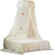 Nurdo Universal Dome Bed Canopy Single Entrance Fine Mesh Bed Net Lace Curtain Princess Style Bedroom Decoration Easy Installation White