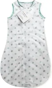 SwaddleDesigns Sleeping Sack with 2-Way Zipper, Cozy SeaCrystal and Sterling Dots, 6-12MO