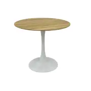 FORET Modern Round Dining Table Tulip Coffee table 80cm Wooden Top Metal Legs WH