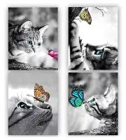 ZOQIPQO Cat and Butterfly Print - Funny Cat Poster - Cute Cat Poster - Black ...