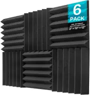 6 Pack Acoustic Foam Wedge, 2" X 12" X 12" Studio Soundproofing Panels Fire Resi
