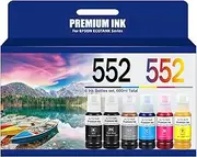 YeaImage High Capacity 552 Refill Ink Bottles Replacement for Epson 552 Ink Refill Bottle Use for EPSON EcoTank ET-8550 ET-8500（BK PBK C M Y GY, 600ml）