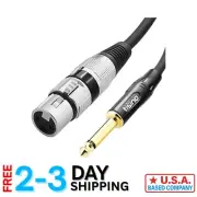 Durable 6.6 FT XLR Female to 1/4 TS Mono Jack Microphone Cable for Dynamic Mics