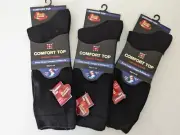 Sox & Lox Black Comfort Top Socks Diabetic Friendly 11-14 Large Long Wide Fit X3