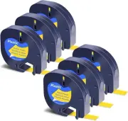 91332 Compatible Dymo LetraTag Refill Plastic 12mm Label Tape LT-100H 1/2" 6Pack