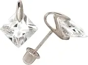[JewelryWeb] 14k White Gold 6x6mm Kite Shaped CZ Simulated Diamond Screw Back Earrings Stud Earring for Women