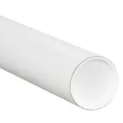 Mailing Shipping Tubes with Caps 4 x 18 Inches, White, Pack of 15