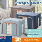 66L/100L Foldable Storage Box Crushed Steel Frame Clothes Quilt Toys Organizer