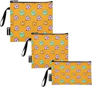 RPLIFE Cartoon Bears Orange Reusable Snack Sandwich Bags Washable Food Storage Bags with Zipper for Kids Students Adults (Set of 3: S/M/L)