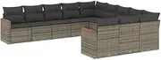 vidaxl - Garden Sofa Furniture Set 11 Piece - Grey Rattan Patio Seating with Cushions, Modular Design, Storage & Removable Covers for Outdoor Terrace, Deck, Garden