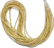 [Jaipur Gems Mart] Natural AAA+ Fine Yellow Diamond Micro Faceted Rondelle Beads | 15inch Strand | Rare Yellow Diamond Precious Gemstone Loose Beads