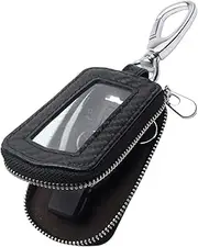 VSLIH Universal Premium Car Key Fob Case Genuine Leather Car Smart Key fob Holder for Remote Key Fob, A-Black-2