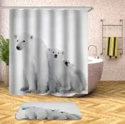 Cute White Polar Bear Family Shower Curtain