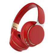 Red Wireless HeadMounted Bluetooth Headset Subwoofer Stereo Card Sports Computer Headset Compatible