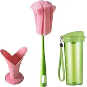 Water Bottle Cleaner Brush - Detachable Sponge Cup Cleaner | Long Handle Household Cleaning Tool | Flower Shape Water Bottle Scrubber for Pet Bowl Wine Glass Dish Travel Cup