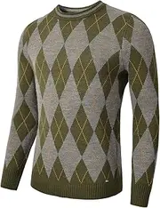 [zhilifs] Men's Retro Argyle Sweater Long Sleeve Slim Fit Crewneck Pullover Sweater