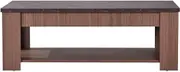 Priceworth Adam Coffee Table, Stylish Couch Table, Rectangular Hall Table, Modern Particle Board Living Room Furniture, Grey and Walnut Finish, Storage Table, Size - 44cm H x 119cm W x 59cm D