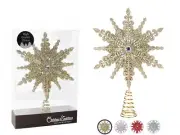 8 inch Gold Glittered Filigree Christmas Star Tree Topper Star/Home Decor Orn...