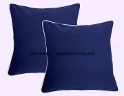 2 PC Cushion Cover Indian Handmade Cotton Plain Solid Throw Pillow Sham 40 Cm