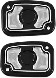 HDBUBALUS Motorcycle Left and Right Master Cylinder Cover Brake Reservoir Cover Cap Fit for Touring FLHT FLHR FLTR 08-17 V-Rod 06-17