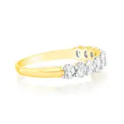 Luminesce Lab Grown 10ct Yellow Gold Eternity Oval Cut Shaped Ring in 1 Carat Diamond, Q