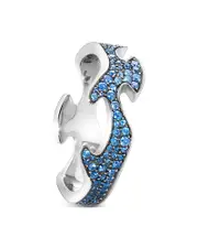 Georg Jensen 18K White Gold Fusion Blue Sapphire Cloud Centre Ring