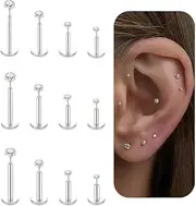 [NONTAI] 16G 18G 20G Threadless Nose Stud Flat Back Earrings, Tiny Tragus Helix Stud Conch Cartilage Piercing Jewelry