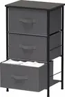Nightstands Dresser for Bedroom 3-Tier Organizer Drawer Storage Tower, Dark Grey