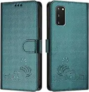 Compatible with Samsung Galaxy S20 FE 5G Cover,Compatible with Samsung Galaxy S20 Lite 5G Card Slots Holder Magnetic Closure Kickstand Flip Wallet Phone Case Green
