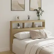 LED Headboard Cabinet Sonoma Oak 140x17x102 cm storage modern stylish 9198