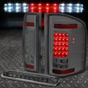 FOR 07-14 CHEVY SILVERADO LED TAIL LIGHT+DUAL-ROW THIRD BRAKE/CARGO LAMP TINTED
