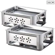 2X 36CM Portable Stainless Steel Outdoor Chafing Dish BBQ Fish Stove Grill Plate LUZ-ChafingDishFish36cmX2