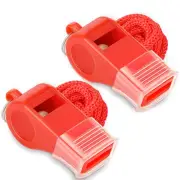 Hipat Red Emergency Whistles with Lanyard & Mouth Grip, Loud Crisp Sound, Pla...