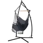 Gardeon Outdoor Hammock Chair with Steel Stand Tassel Hanging Swing Rope Grey