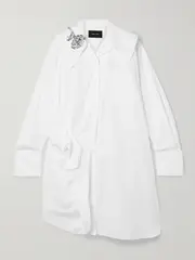 [Simone Rocha] Simone Rocha - Embellished Gathered Cotton Shirt Dress - White - UK 8 UK 8 White