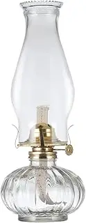 Kerosene Lamp, 13” Oil Lamp Stripe Flat Round Glass Classic Retro Kerosene Lamp Family Emergency Light Butter Lamps Kerosene Lanterns Nostalgic Candlestick Decoration Desk Light