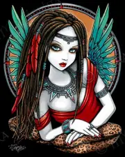Tribal Aztec Mesoamerica Dreadlocks Angel Fairy Signed Myka Jelina Print Zaria