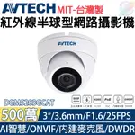 【小管家商城】AVTECH【DGM5203GCAT 5MP紅外線半球型網路攝影機3.6MM】智慧/監控設備/MIT/台灣