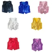 Comfortable Kids Sequined Vest V-neck Waistcoat for Dance Parties Stage Shows