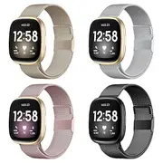 Smart Watch Band Compatible with Fitbit Versa 4 Sense 2 Versa 3 Sense Stainless Steel Smartwatch Strap Breathable Shockproof Milanese Loop Replacement Wristba