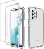 [Vavies] Compatible with Galaxy A23 Case, Samsung A23 SM-A235M Case with Tempered Glass Screen Protector, Full Body Shockproof Clear Flexible Protective Cover Cases for Samsung Galaxy A23 4G (Clear)
