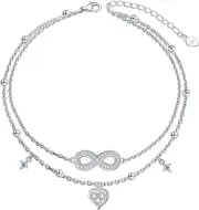 Adjustable Butterfly Star Anklet 925 Sterling Silver Foot Ankle Bracelet for Wom