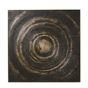 [James Lane] Archi Woodgrain Hand Painted Wall Art Black Gold - 100cm x 100cm