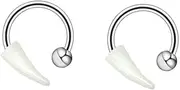 [Niaspi] 2Pcs 16G Vampire Fangs Horseshoe Hoop Lip Rings for Women Men Unisex Stainless Steel Circular Barbells Snake Bite me Jewelry Halloween Cosplay Party Body Piercings Jewelry