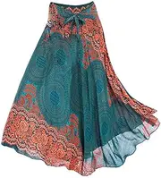 [Wzmzjy] Green Maxi Skirt for Women with Bohemian